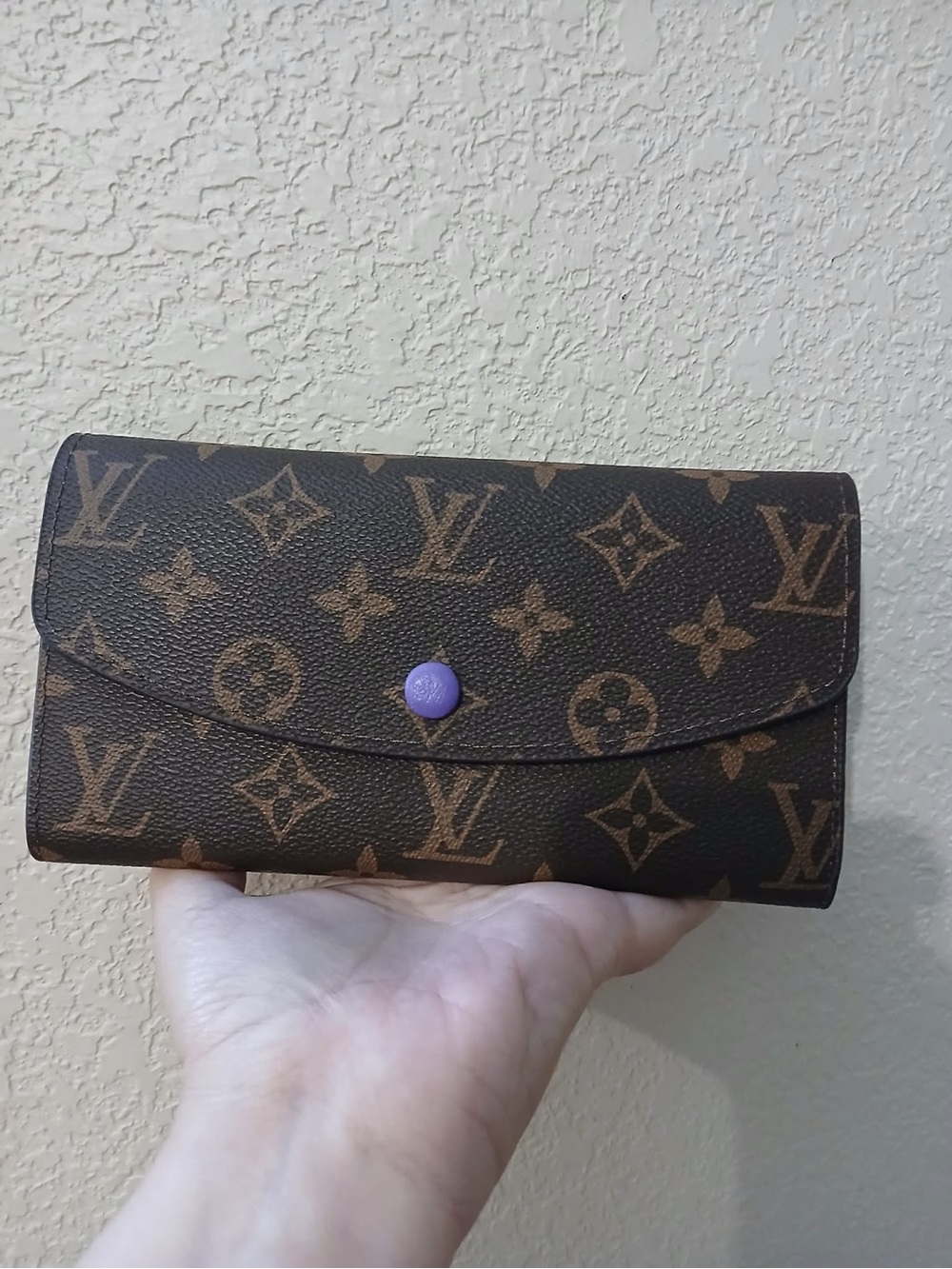 Louis Vuitton Brown Monogram Wallet with Purple Snap